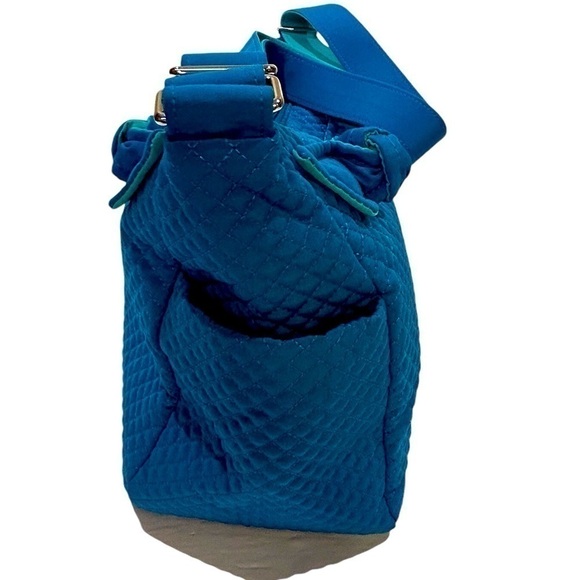 Vera Bradley Hadley On-The-Go Bag Bahama Bay Turquoise 2-Tone Quilted EUC - Picture 8 of 13